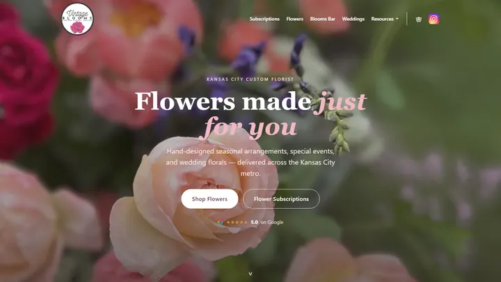 Vintage Blooms homepage